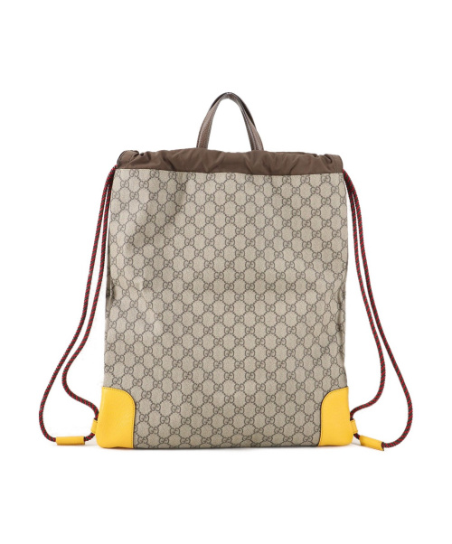 GUCCI（グッチ）GUCCI (グッチ) GGスプリーム キャンバス ドローストリングバック ベージュの古着・服飾アイテム