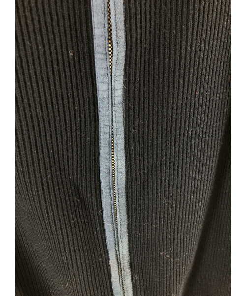 HERMES（エルメス）HERMES (エルメス) レザートリミング襟付きニットジャケット ネイビー サイズ:Lの古着・服飾アイテム