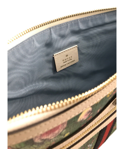 GUCCI（グッチ）GUCCI (グッチ) コラボクラッチバッグ ベージュ×グリーン シェリーライン 517551 2184の古着・服飾アイテム