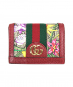 GUCCIグッチ）の古着「オフディアGGフローラカードケースウォレット」｜グリーン×レッド