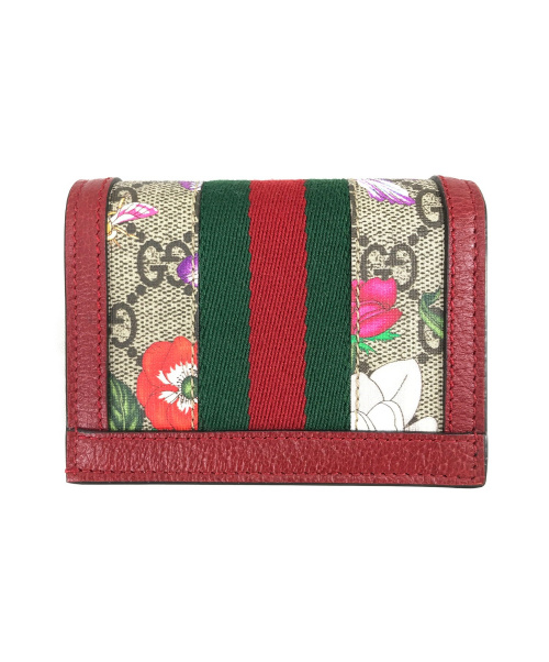 GUCCI（グッチ）GUCCI (グッチ) オフディアGGフローラカードケースウォレット グリーン×レッド シェリーライン 496334　リミテッドエディション 日本限定の古着・服飾アイテム