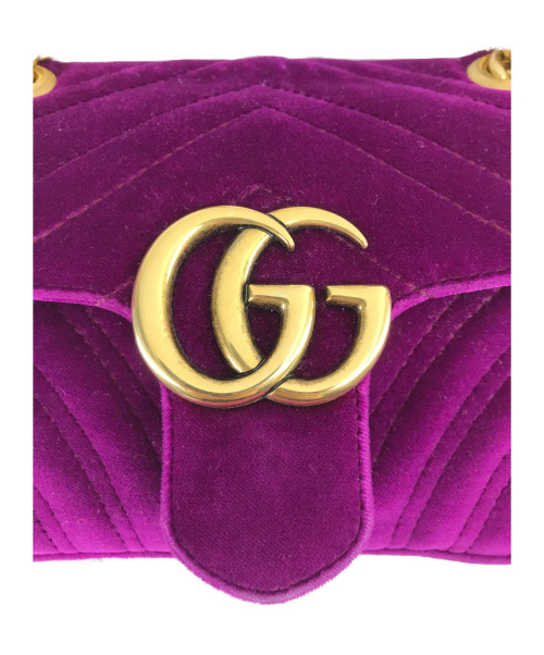 GUCCI（グッチ）GUCCI (グッチ) GGマーモントベロアチェーンショルダーバッグ パープル GG 467891の古着・服飾アイテム