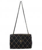 CHANELシャネル）の古着「ワイルドステッチチェーンショルダーバッグ」｜ブラック