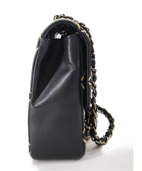 CHANEL（シャネル）CHANEL (シャネル) ワイルドステッチチェーンショルダーバッグ ブラック マトラッセ 6551958の古着・服飾アイテム