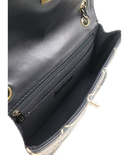 CHANEL（シャネル）CHANEL (シャネル) ワイルドステッチチェーンショルダーバッグ ブラック マトラッセ 6551958の古着・服飾アイテム