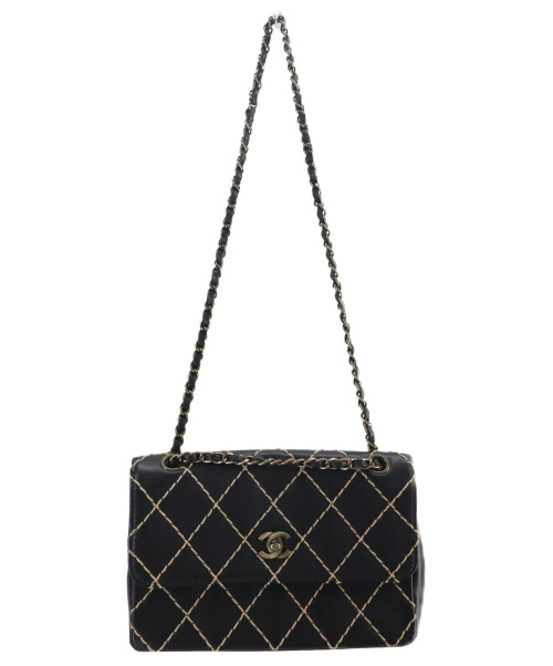 CHANEL（シャネル）CHANEL (シャネル) ワイルドステッチチェーンショルダーバッグ ブラック マトラッセ 6551958の古着・服飾アイテム