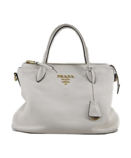 PRADA（プラダ）PRADA (プラダ) 2WAYショルダーバッグ ホワイト VITELLO PHENIXの古着・服飾アイテム