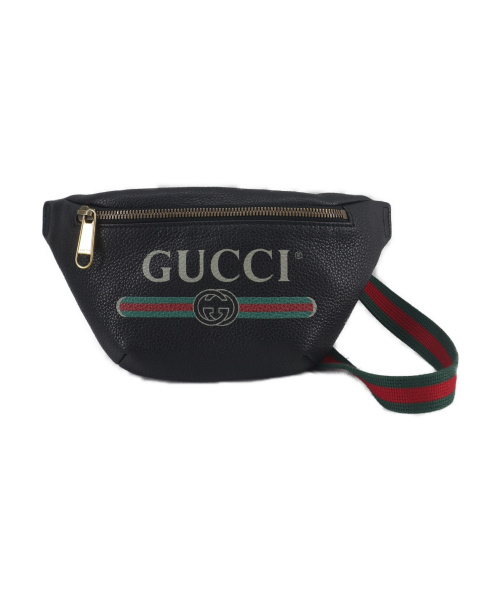 GUCCI（グッチ）GUCCI (グッチ) グッチプリントレザーボディーバッグ ブラック 204991の古着・服飾アイテム