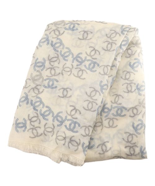 CHANEL（シャネル）CHANEL (シャネル) ココマークシルクカシミヤストール ホワイトの古着・服飾アイテム