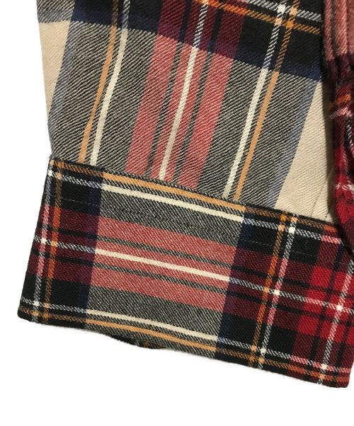 GUCCI（グッチ）GUCCI (グッチ) ドラゴン刺繍チェックシャツ レッド サイズ:43の古着・服飾アイテム