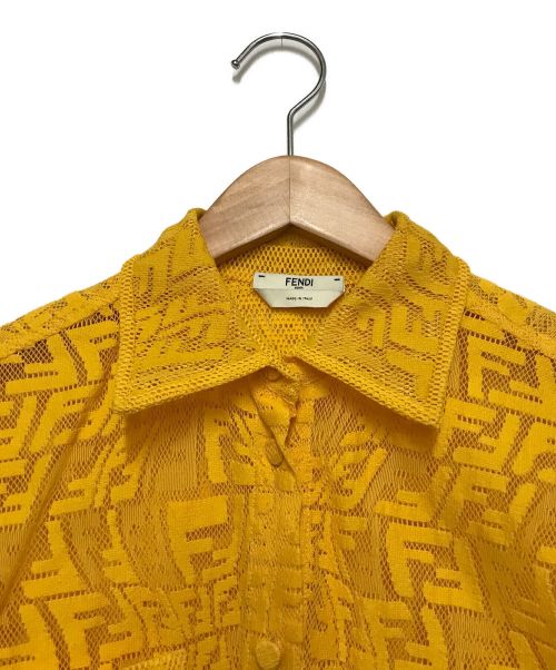 FENDI（フェンディ）FENDI (フェンディ) モノグラムメッシュシャツワンピース イエロー サイズ:34の古着・服飾アイテム