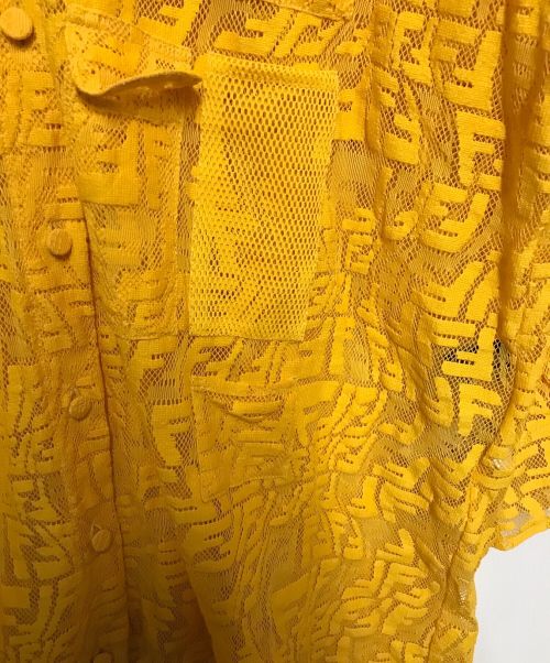 FENDI（フェンディ）FENDI (フェンディ) モノグラムメッシュシャツワンピース イエロー サイズ:34の古着・服飾アイテム
