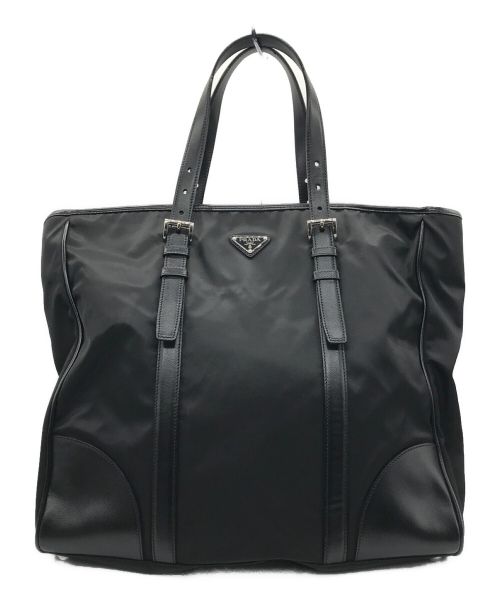 PRADA（プラダ）PRADA (プラダ) ナイロンレザーコンビトートバッグ ブラックの古着・服飾アイテム