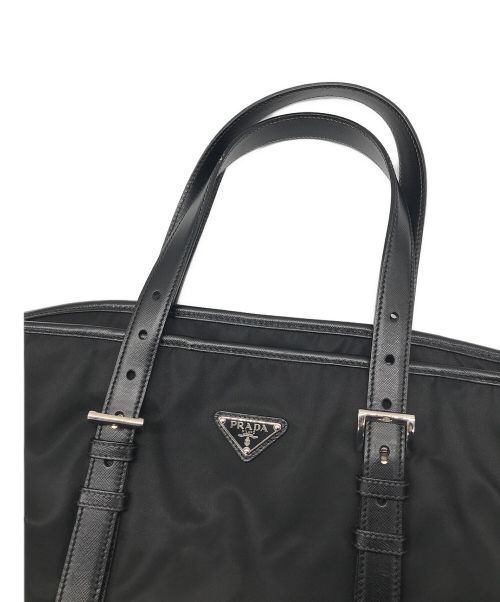 PRADA（プラダ）PRADA (プラダ) ナイロンレザーコンビトートバッグ ブラックの古着・服飾アイテム
