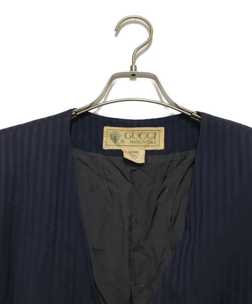 GUCCI（グッチ）GUCCI (グッチ) 金釦ノーカラージャケット ネイビー サイズ:44の古着・服飾アイテム