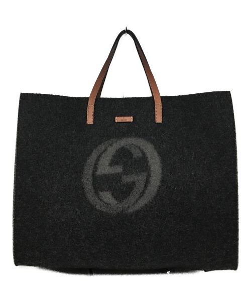 GUCCI（グッチ）GUCCI (グッチ) インターロッキングGG フェルトトートバッグ グレーの古着・服飾アイテム