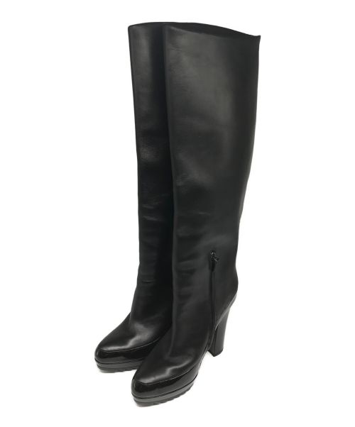 BOTTEGA VENETA（ボッテガベネタ）BOTTEGA VENETA (ボッテガベネタ) シャークソールヒールロングブーツ ブラック サイズ:37 1/2の古着・服飾アイテム