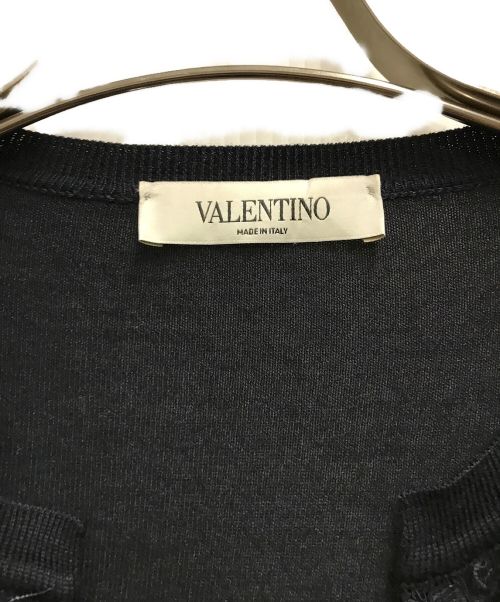 VALENTINO（ヴァレンティノ）VALENTINO (ヴァレンティノ) カシミヤブレンドレースカーディガン ネイビー サイズ:Sの古着・服飾アイテム