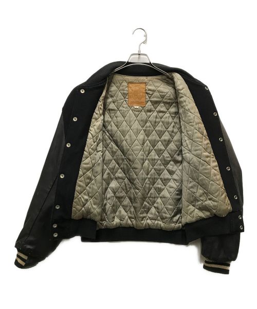 Golden Bear（ゴールデンベア）Golden Bear (ゴールデンベア) USA製袖レザースタジャン ブラック サイズ:XLの古着・服飾アイテム