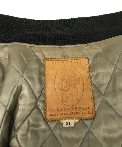 Golden Bear（ゴールデンベア）Golden Bear (ゴールデンベア) USA製袖レザースタジャン ブラック サイズ:XLの古着・服飾アイテム
