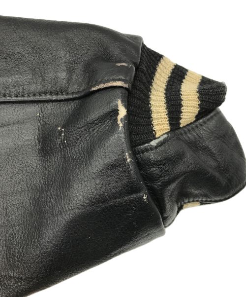 Golden Bear（ゴールデンベア）Golden Bear (ゴールデンベア) USA製袖レザースタジャン ブラック サイズ:XLの古着・服飾アイテム