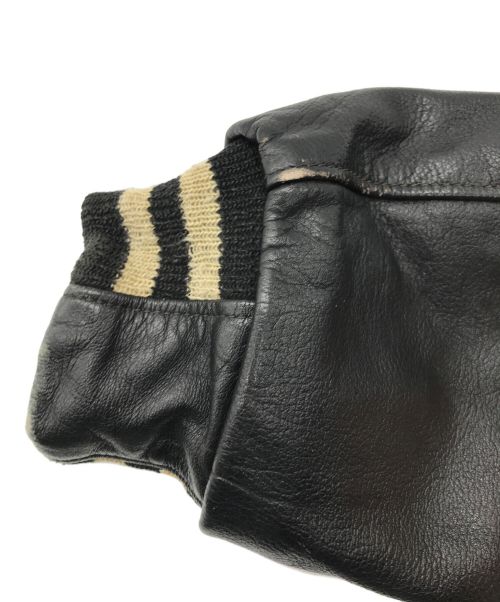 Golden Bear（ゴールデンベア）Golden Bear (ゴールデンベア) USA製袖レザースタジャン ブラック サイズ:XLの古着・服飾アイテム