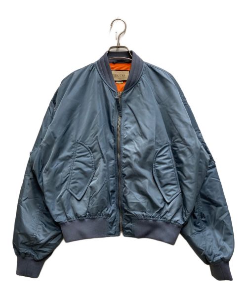 GUCCI（グッチ）GUCCI (グッチ) バックロゴボンバージャケット ブルー サイズ:48の古着・服飾アイテム