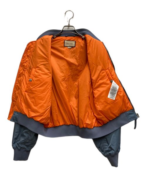 GUCCI（グッチ）GUCCI (グッチ) バックロゴボンバージャケット ブルー サイズ:48の古着・服飾アイテム