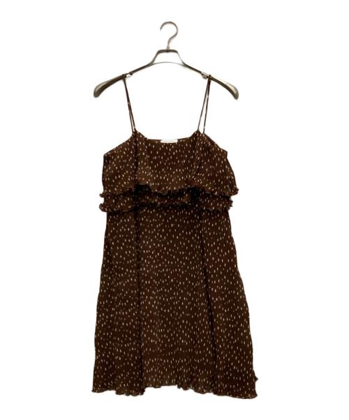 GANNI（ガニー）Ganni (ガニー) ポルカドット ラッフルドレス ブラウン×ホワイト サイズ:36の古着・服飾アイテム