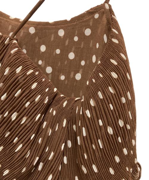 GANNI（ガニー）Ganni (ガニー) ポルカドット ラッフルドレス ブラウン×ホワイト サイズ:36の古着・服飾アイテム