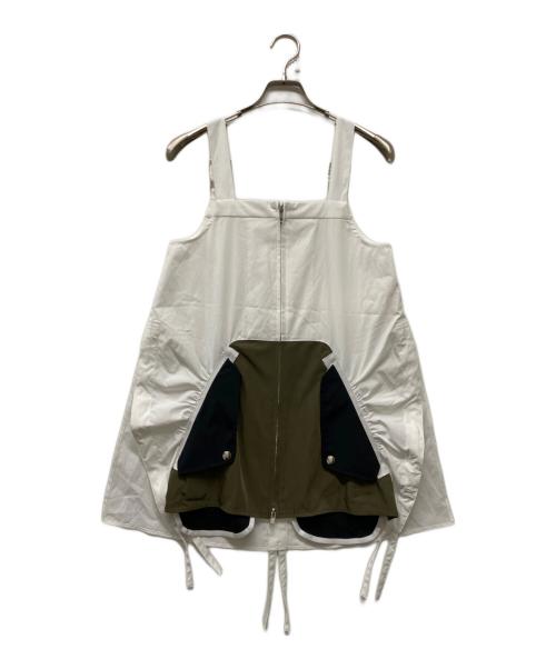 UN3D.（アンスリード）UN3D. (アンスリード) MA-1 DETAIL SHIRT CAMISOL ホワイト×グリーン サイズ:36の古着・服飾アイテム