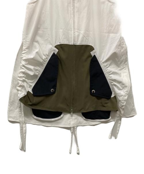 UN3D.（アンスリード）UN3D. (アンスリード) MA-1 DETAIL SHIRT CAMISOL ホワイト×グリーン サイズ:36の古着・服飾アイテム