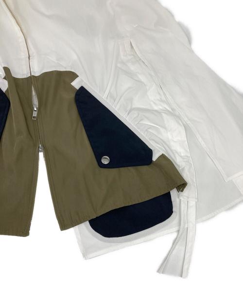 UN3D.（アンスリード）UN3D. (アンスリード) MA-1 DETAIL SHIRT CAMISOL ホワイト×グリーン サイズ:36の古着・服飾アイテム