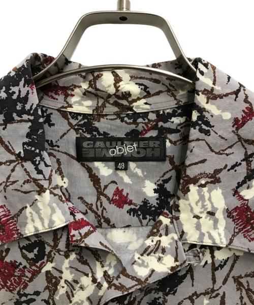 GAULTIER HOMME objet（ゴルチエオムオブジェ）GAULTIER HOMME objet (ゴルチエオムオブジェット) オープンカラーシャツ レッド×グレー サイズ:48の古着・服飾アイテム