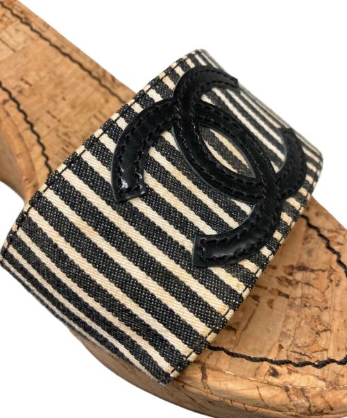 CHANEL（シャネル）CHANEL (シャネル) ウェッジソールサンダル ホワイト×ブラック サイズ:37の古着・服飾アイテム