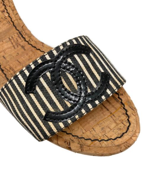 CHANEL（シャネル）CHANEL (シャネル) ウェッジソールサンダル ホワイト×ブラック サイズ:37の古着・服飾アイテム