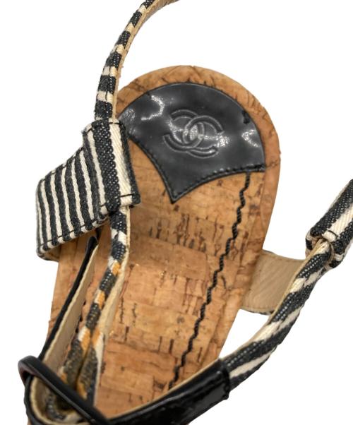 CHANEL（シャネル）CHANEL (シャネル) ウェッジソールサンダル ホワイト×ブラック サイズ:37の古着・服飾アイテム