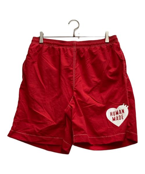 HUMAN MADE（ヒューマンメイド）HUMAN MADE (ヒューマンメイド) ナイロンハーフパンツ レッド サイズ:Lの古着・服飾アイテム