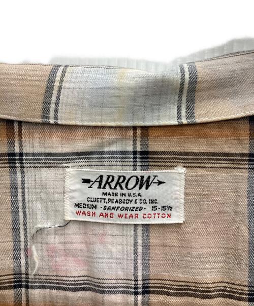 ARROW（アロー）ARROW (アロー) 60`SシャドーチェックS/Sシャツ ベージュ サイズ:Ⅿの古着・服飾アイテム