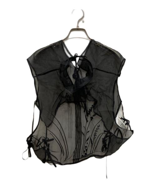 Mame Kurogouchi（マメクロゴウチ）mame kurogouchi (マメクロゴウチ) Floral Jacquard Sheer Vest ブラック サイズ:2の古着・服飾アイテム