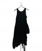 YOHJI YAMAMOTOヨウジヤマモト）の古着「Gather Detail Sleeveless Dress」｜ブラック