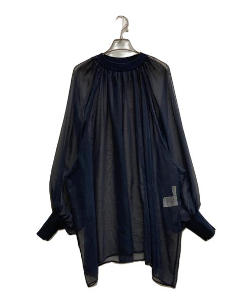 HYKE（ハイク）HYKE (ハイク) SHIRRED CHIFFON TOP ネイビー サイズ:1の古着・服飾アイテム