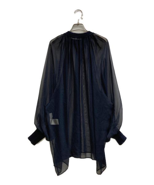 HYKE（ハイク）HYKE (ハイク) SHIRRED CHIFFON TOP ネイビー サイズ:1の古着・服飾アイテム