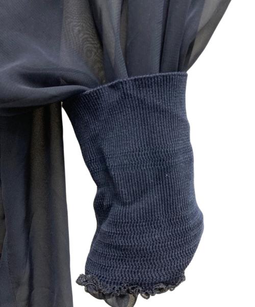 HYKE（ハイク）HYKE (ハイク) SHIRRED CHIFFON TOP ネイビー サイズ:1の古着・服飾アイテム