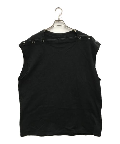 TAKAHIROMIYASHITA TheSoloIst.（タカヒロミヤシタ ザソロイスト）TAKAHIROMIYASHITA TheSoloIst. (タカヒロミヤシタ ザソロイスト) ショルダーボタンボートネックカットソー ブラック サイズ:48の古着・服飾アイテム