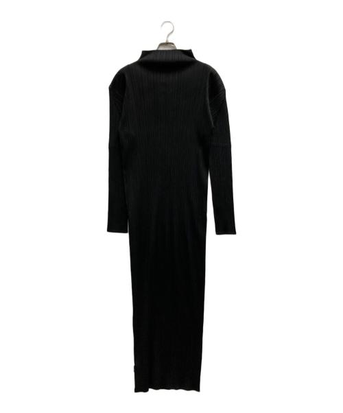 PLEATS PLEASE（プリーツプリーズ）PLEATS PLEASE (プリーツプリーズ) プリーツサイドジップハイネックワンピース ブラック サイズ:4の古着・服飾アイテム