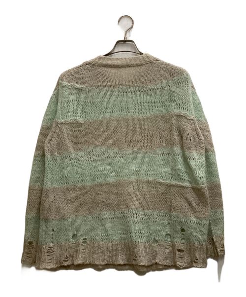Acne studios（アクネ ストゥディオス）Acne studios (アクネ ストゥディオス) ダメージボーダーニットセーター グリーン×グレー サイズ:XSの古着・服飾アイテム
