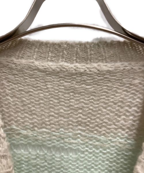 Acne studios（アクネ ストゥディオス）Acne studios (アクネ ストゥディオス) ダメージボーダーニットセーター グリーン×グレー サイズ:XSの古着・服飾アイテム