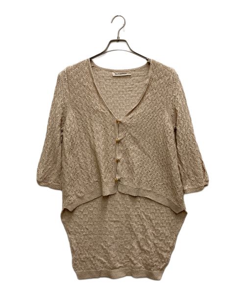 mina perhonen（ミナ ペルホネン）mina perhonen (ミナ ペルホネン) stardust編み込みカーディガン ベージュ サイズ:40の古着・服飾アイテム