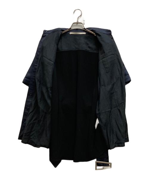 PETER DO（ピーター・ドゥ）PETER DO (ピーター・ドゥ) ベルト付きショートスリーブシャツ ネイビー×ブラック サイズ:34の古着・服飾アイテム